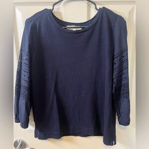 Loft Navy Eyelet Sweater
